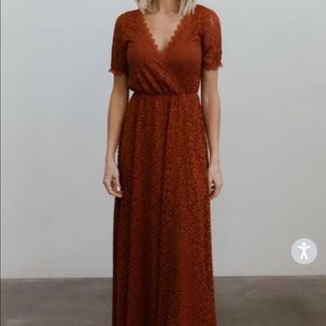 Baltic born Venice lace maxi dress rust